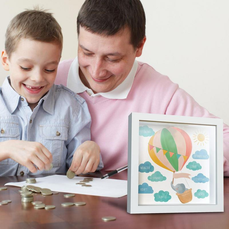 Puidust hoiupõrsad lastele 3D-pildiraam Rahapank Rahakast Loominguline DIY mündipank lastele sünnipäevakingitus Kodukaunistus