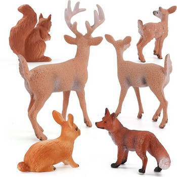 1 τεμ. Τεχνητά ελάφια, Αλεπού, Κουνέλι, Ζώα Σκίουρος Φιγούρες Woodland Creatures Ειδώλια Μινιατούρα Παιχνίδια Wild Zoo Model
