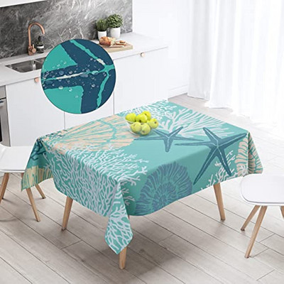 Jūras okeāna tematikas modes ūdensnecaurlaidīgs galdauts kāzu dekors Taisnstūra galda pārklājs svētku ballītes virtuves dekoru aksesuāri
