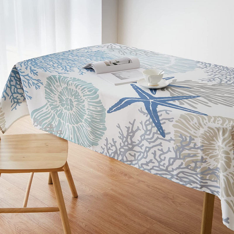 Jūras okeāna tematikas modes ūdensnecaurlaidīgs galdauts kāzu dekors Taisnstūra galda pārklājs svētku ballītes virtuves dekoru aksesuāri
