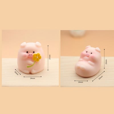 Jauki cūciņa auto salona rotājumi sveķu rozā cūka karikatūra rotaļlietu apdare informācijas panelis biroja dārza kolekcija bērnu dāvanu auto dekors