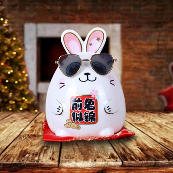 Керамична касичка статуя на заек с китайски зодиак, пари, монети, пестене на гърне, кутия за съхранение за домашен офис, декорация на маса, новогодишни подаръци