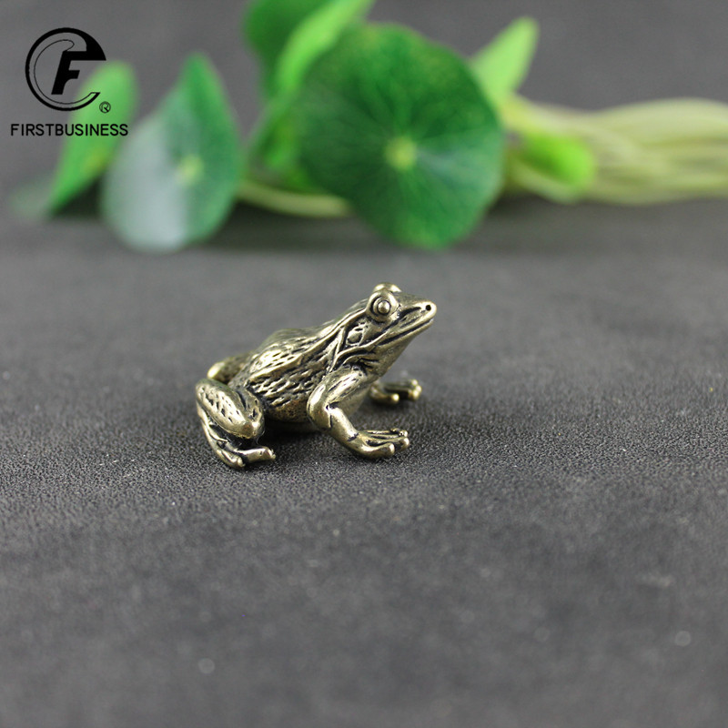 Misiņš Zelta krupis Laimes tēja Pet Vintage Simulācija Dzīvnieku figūriņas Miniatūras Mājas Biroja Galds Ornaments Automašīnu apdare Amatniecība