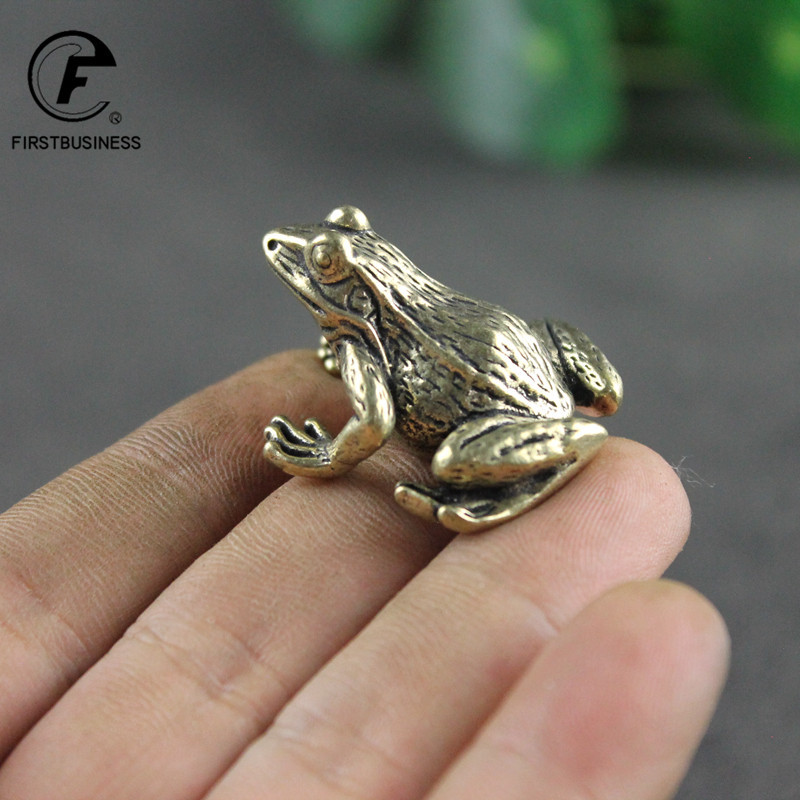 Misiņš Zelta krupis Laimes tēja Pet Vintage Simulācija Dzīvnieku figūriņas Miniatūras Mājas Biroja Galds Ornaments Automašīnu apdare Amatniecība