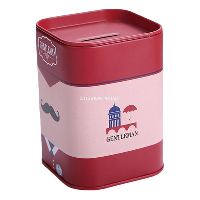 Mielas Piggy Bank Metal Square London Džentelmeno skardinis pinigų taupymo dėklas suaugusiems Vaikams Mergaitėms Berniukams Papuošalų dėžutės saugykla R7UB