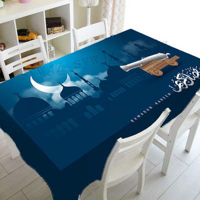 Eid galda noformējums galdauts Ramadāna rotājums islāma musulmaņu taisnstūrveida prettraipu pārģērbšanās galdauts svētku galdauts