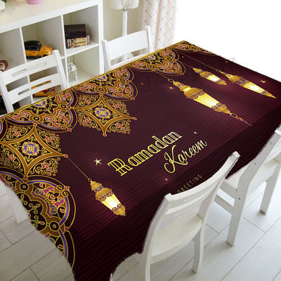 Eid galda noformējums galdauts Ramadāna rotājums islāma musulmaņu taisnstūrveida prettraipu pārģērbšanās galdauts svētku galdauts