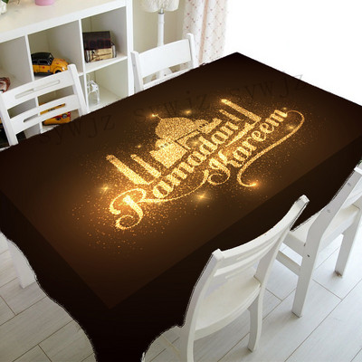 Eid galda noformējums galdauts Ramadāna rotājums islāma musulmaņu taisnstūrveida prettraipu pārģērbšanās galdauts svētku galdauts