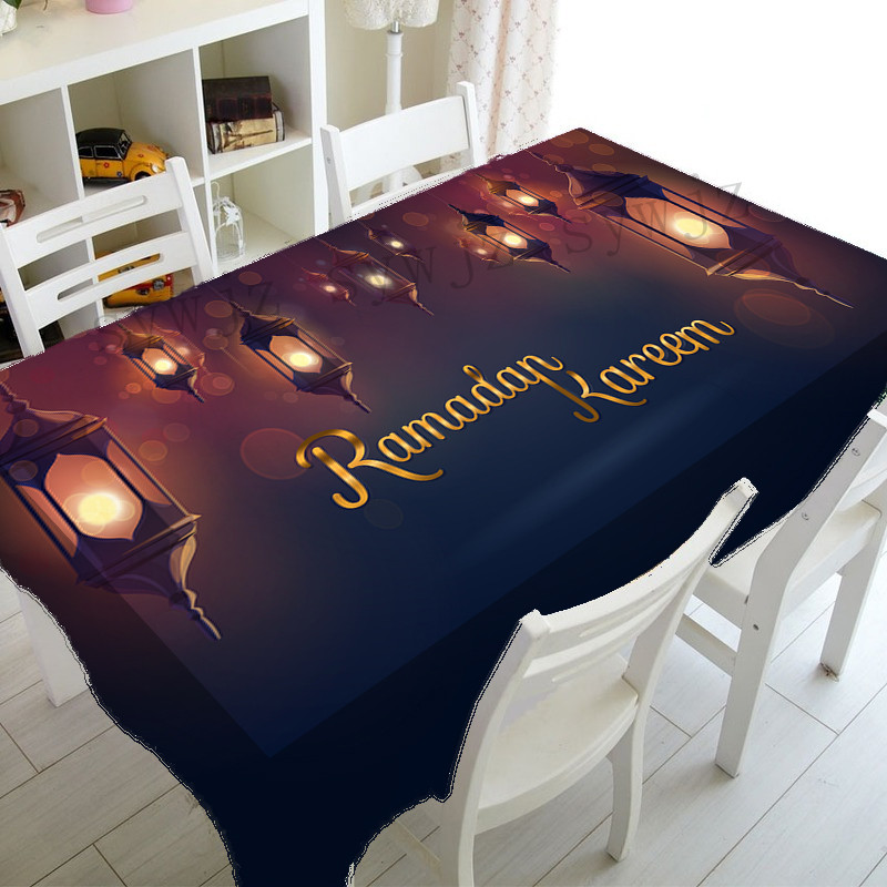 Eid galda noformējums galdauts Ramadāna rotājums islāma musulmaņu taisnstūrveida prettraipu pārģērbšanās galdauts svētku galdauts