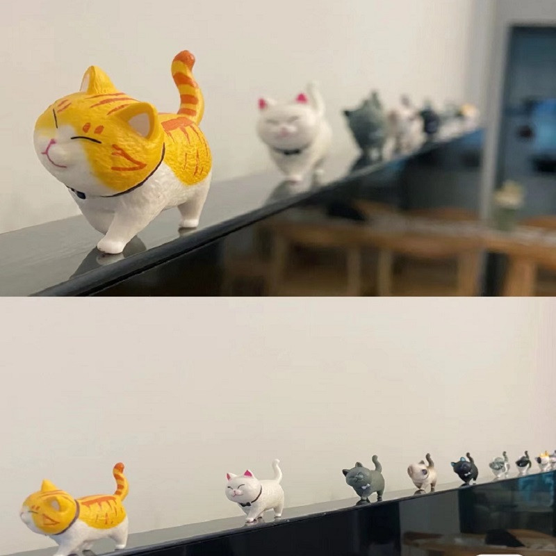 Aranyos macskadíszek Kawaii Bell Cat Állat Tündér Kerti Figurák Kiegészítők Otthoni dekoráció Asztali modell születésnapi ajándék