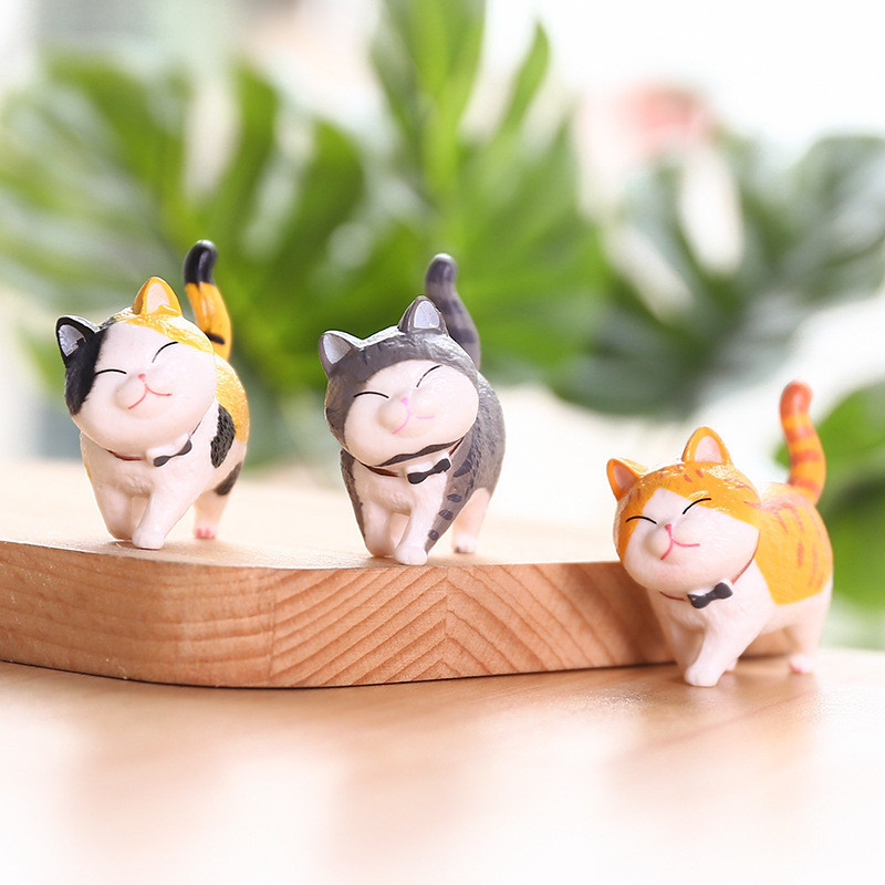 Aranyos macskadíszek Kawaii Bell Cat Állat Tündér Kerti Figurák Kiegészítők Otthoni dekoráció Asztali modell születésnapi ajándék