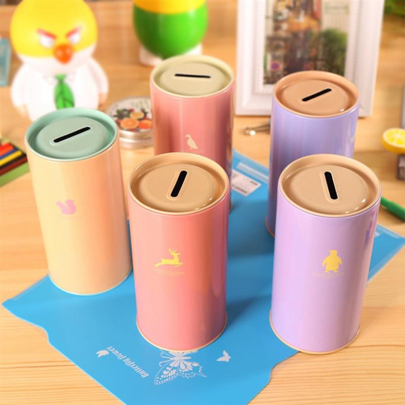 Jauna krājbanka radoša dāvana cūciņa bankiņas multfilmu zoodārza naudas kaste jauka dzīvnieku apdruka skārda monēta radoša dāvana