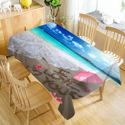 Sea Shells Beach ūdensnecaurlaidīgs galdauts svētku ballīšu rotājumi Taisnstūra galda pārklājs virtuves ēdamistabas galda dekorēšanai