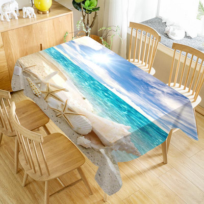 Sea Shells Beach ūdensnecaurlaidīgs galdauts svētku ballīšu rotājumi Taisnstūra galda pārklājs virtuves ēdamistabas galda dekorēšanai