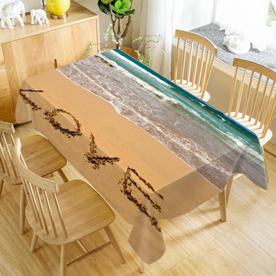 Sea Shells Beach ūdensnecaurlaidīgs galdauts svētku ballīšu rotājumi Taisnstūra galda pārklājs virtuves ēdamistabas galda dekorēšanai