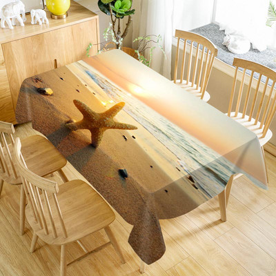 Sea Shells Beach ūdensnecaurlaidīgs galdauts svētku ballīšu rotājumi Taisnstūra galda pārklājs virtuves ēdamistabas galda dekorēšanai