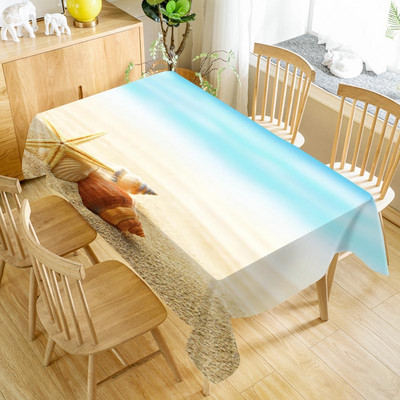 Sea Shells Beach ūdensnecaurlaidīgs galdauts svētku ballīšu rotājumi Taisnstūra galda pārklājs virtuves ēdamistabas galda dekorēšanai