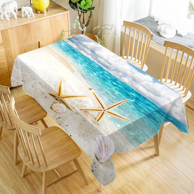 Sea Shells Beach ūdensnecaurlaidīgs galdauts svētku ballīšu rotājumi Taisnstūra galda pārklājs virtuves ēdamistabas galda dekorēšanai