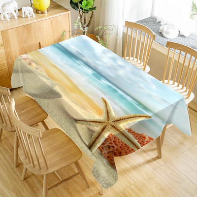 Sea Shells Beach ūdensnecaurlaidīgs galdauts svētku ballīšu rotājumi Taisnstūra galda pārklājs virtuves ēdamistabas galda dekorēšanai