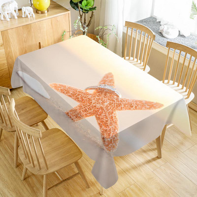 Sea Shells Beach ūdensnecaurlaidīgs galdauts svētku ballīšu rotājumi Taisnstūra galda pārklājs virtuves ēdamistabas galda dekorēšanai