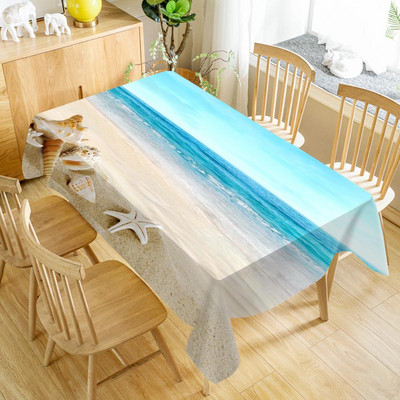 Sea Shells Beach ūdensnecaurlaidīgs galdauts svētku ballīšu rotājumi Taisnstūra galda pārklājs virtuves ēdamistabas galda dekorēšanai