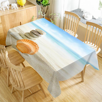 Sea Shells Beach ūdensnecaurlaidīgs galdauts svētku ballīšu rotājumi Taisnstūra galda pārklājs virtuves ēdamistabas galda dekorēšanai