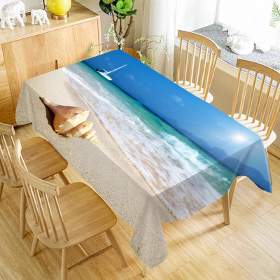 Sea Shells Beach ūdensnecaurlaidīgs galdauts svētku ballīšu rotājumi Taisnstūra galda pārklājs virtuves ēdamistabas galda dekorēšanai