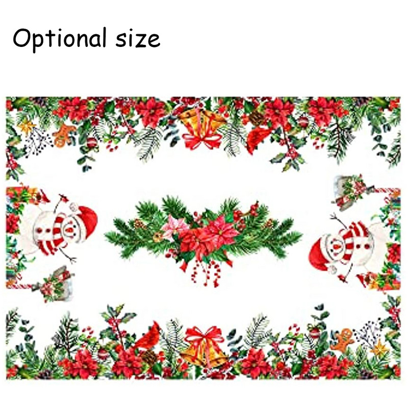 Ziemassvētku Sniegavīrs Augs Ziedu taisnstūra galdauts Ballīšu dekorācijas Ūdensizturīgs svētku galdauts mājas ballīšu galda dekorēšanai