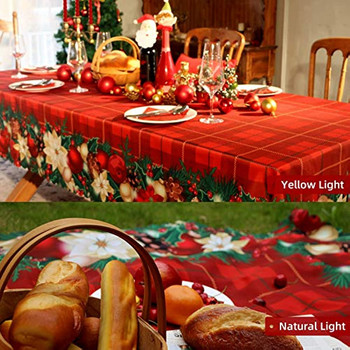 Коледна миеща се покривка Правоъгълна празнична украса Новогодишна покривка Водоустойчива покривка за маса Парти Декор за хранене
