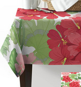 Rozā ziedi ģerānijas taisnstūra galdauts svētku ballīšu dekors atkārtoti lietojami ūdensizturīgi galda pārklāji virtuves pusdienu galda dekorēšana