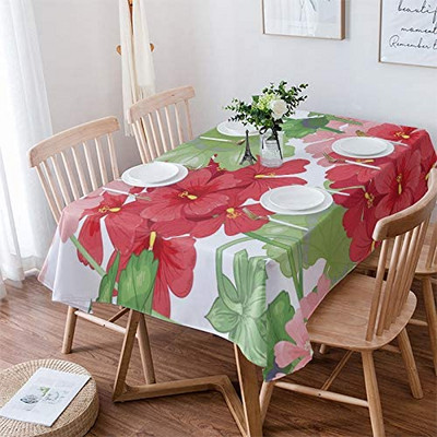 Rozā ziedi ģerānijas taisnstūra galdauts svētku ballīšu dekors atkārtoti lietojami ūdensizturīgi galda pārklāji virtuves pusdienu galda dekorēšana