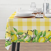 Taisnstūra galdauts Buffalo pleds akvarelis citrons ūdensizturīgs galda pārklājs kāzu dekors kafijas galdiņš mājas ballītes vakariņu dekors