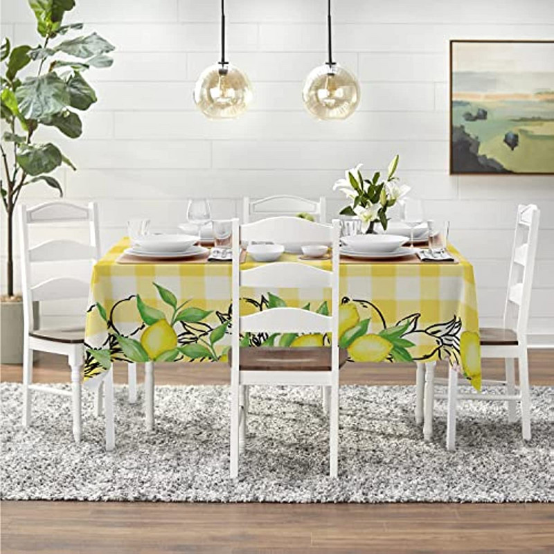 Taisnstūra galdauts Buffalo pleds akvarelis citrons ūdensizturīgs galda pārklājs kāzu dekors kafijas galdiņš mājas ballītes vakariņu dekors