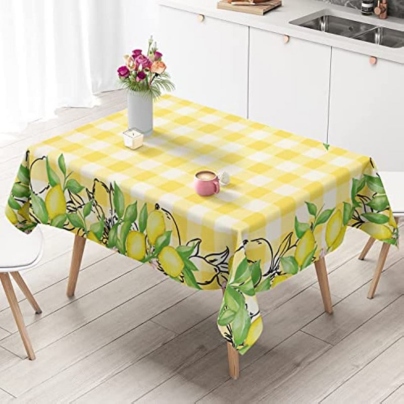 Taisnstūra galdauts Buffalo pleds akvarelis citrons ūdensizturīgs galda pārklājs kāzu dekors kafijas galdiņš mājas ballītes vakariņu dekors