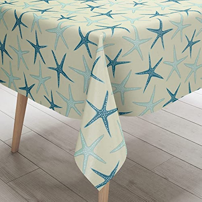 Piekrastes galdauts Jūras okeāna tēmas taisnstūra galdauts Pludmales jūras zvaigzne atkārtoti lietojams kāzu ballīšu dekors Mājas virtuves dekors