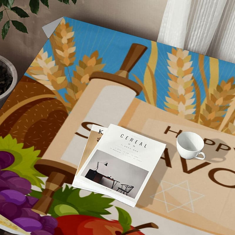 Happy Shavuot téglalap terítő konyhai asztal dekoráció vízálló poliészter terítő zsidó ünnepi parti étkező dekoráció