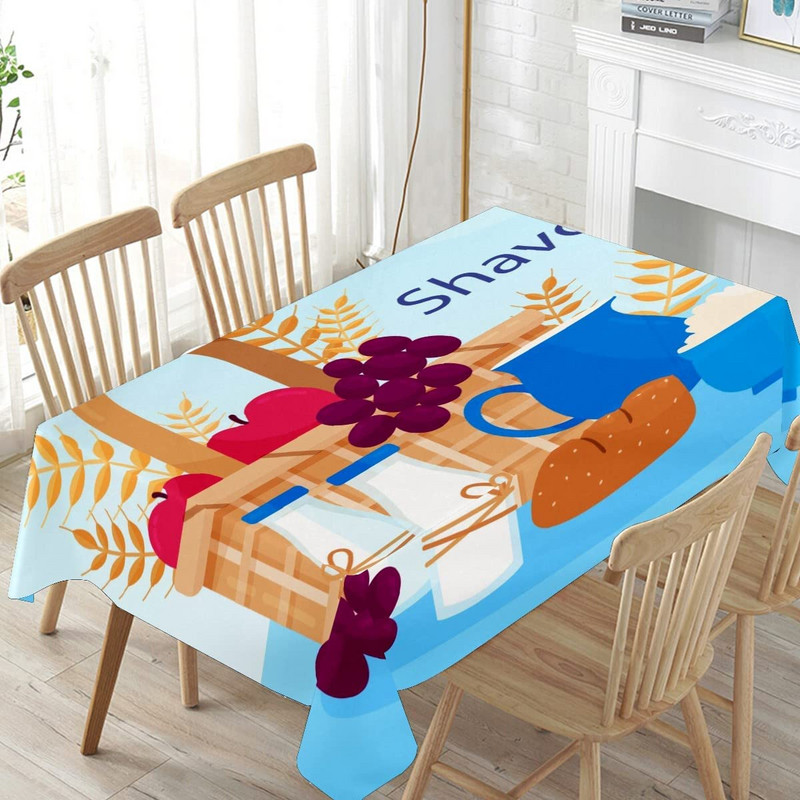Happy Shavuot téglalap terítő konyhai asztal dekoráció vízálló poliészter terítő zsidó ünnepi parti étkező dekoráció