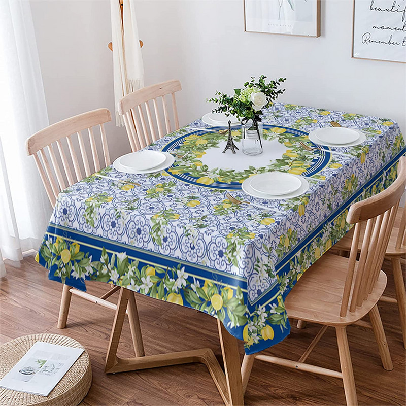 Nyári citromlevelek Vintage mintás terítő Rusztikus Tartós asztaldísz Kiegészítők Négyszögletes étkező esküvői dekoráció kandalló