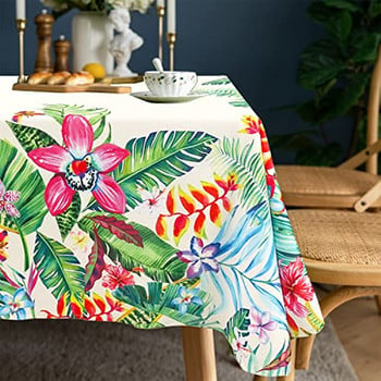 Vintage Tropical Palm Leaf Floral Print Τραπεζομάντιλο Διακόσμηση γάμου Γιορτινό πάρτι Διακόσμηση κουζίνας Αξεσουάρ Manteles Para Fiesta