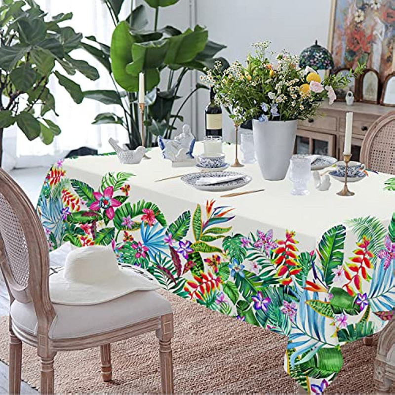 Vintage trópusi pálmalevél virágmintás terítő Esküvői dekoráció Ünnepi parti Konyhai dekoráció Kiegészítők Kantelek Para Fiesta