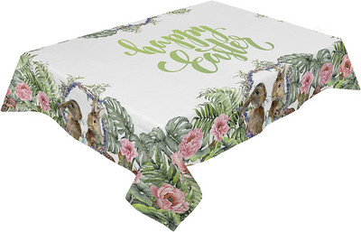 Stolnjak s uskršnjim pravokutnim zekom Vodootporni stolnjak s uskršnjim jajima Cvjetni navlaka za blagovaonski stol za proljetno uređenje stola