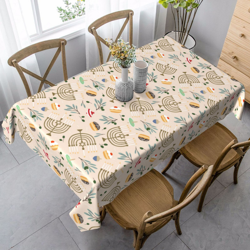 Hanukos vandeniui atspari staltiesė Žydų Chanuka Menorah Dreidel festivalio vakarėlio stalo dekoravimas Namų virtuvės dekoras Staltiesė