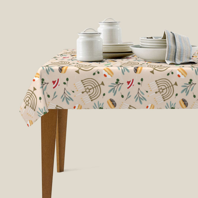 Hanukos vandeniui atspari staltiesė Žydų Chanuka Menorah Dreidel festivalio vakarėlio stalo dekoravimas Namų virtuvės dekoras Staltiesė