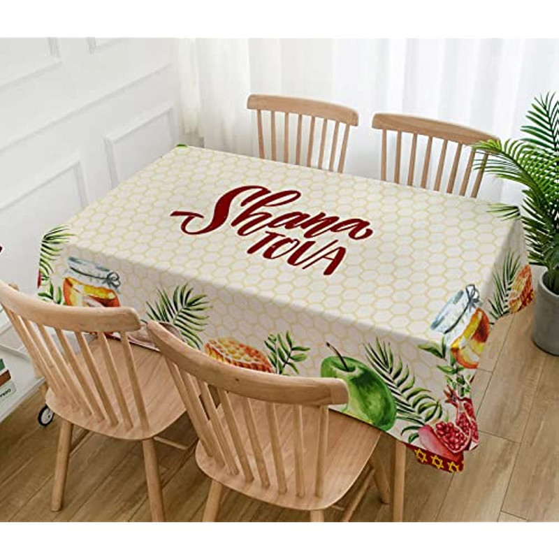 Hashanah ebreju jaungada ūdensizturīgs galdauts kāzu dekors Vecgada vakara ballīte Ēdināšana Taisnstūra dekors mazgājams galdauts