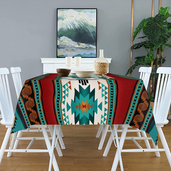 Western Turquoise Boho Aztec Αδιάβροχο τραπεζομάντιλο Διακοσμήσεις για πάρτι Ορθογώνιο έθνικ τραπεζομάντιλο για διακόσμηση τραπεζιού κουζίνας