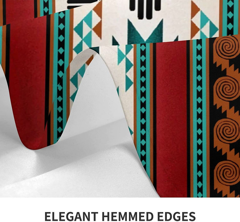 Nyugati türkiz boho azték vízálló terítő partidísz téglalap alakú etnikai terítő konyhai asztaldíszhez