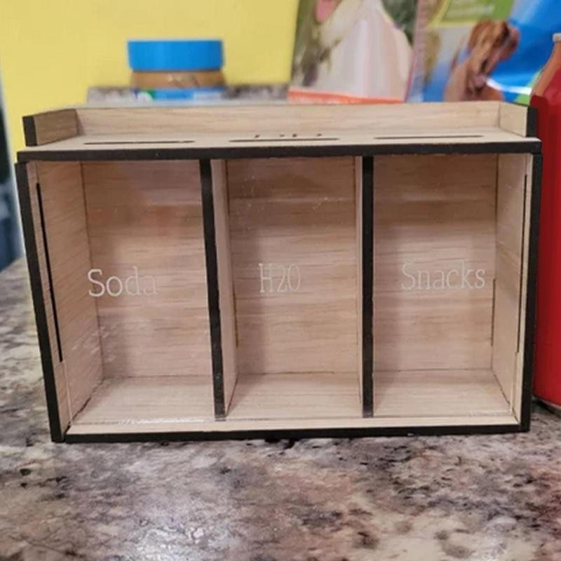 Naudas taupīšanas kaste 3 nodalījumu koka monētu banka Pārnēsājams taupītājs, naudas glabāšanas organizators pieaugušajiem bērniem monētu kaste svētku dāvanai