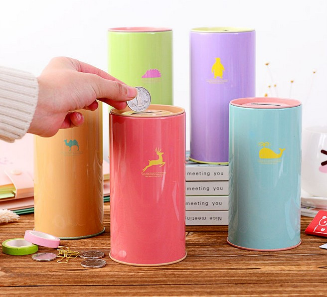 1PC Cute Animal Print Creative Dāvanu Krājbankas Naudas Kaste Skārda monētu Karikatūra Zoo Cūciņa Banka Veikals LF 067