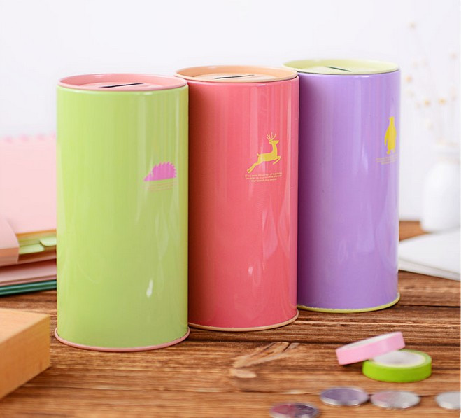 1PC Cute Animal Print Creative Dāvanu Krājbankas Naudas Kaste Skārda monētu Karikatūra Zoo Cūciņa Banka Veikals LF 067