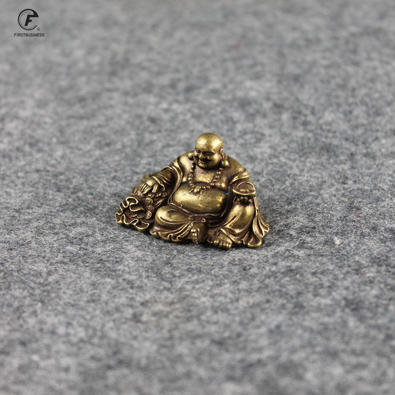 Antīkas vara Budas miniatūras figūriņas Mājas dekorācijas dzīvojamām istabām Tīra misiņa vintage Guajin Budas darbvirsmas rotājumi